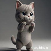 小猫 猫咪 功夫 猫 可爱 3D打印 Q版 模型