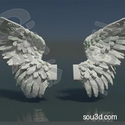 石头石膏翅膀雕塑雕像天使的翅膀3D模型创意场景3D模型素材A814