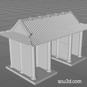 中式古建筑亭子阁楼房屋牌楼三维模型