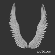 高精度天使翅膀 超细节 雕刻wings4
