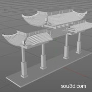 中式古建筑亭子阁楼房屋牌楼三维3D模型34