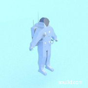 穿着宇航服的低聚合物宇航员