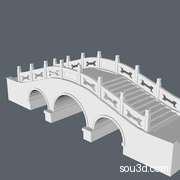 园林建筑拱桥廊桥扶手栏杆三维模型