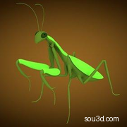 低面卡通动物家禽家畜猪牛羊狗鸡昆虫螃蟹孔雀蜗牛模型mantis_base_mesh