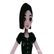 ai豆包卡通短发女性3D型二次元少女黑裙角色虚拟人模型