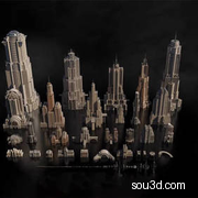 STL未来科幻建筑高楼大厦楼房摩天大楼三维模型