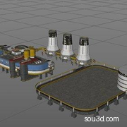 科幻太空基地探测车科幻舱实验室楼梯起重机电站油罐模型KB3D_MTM_BldgLgPowerStation_A_grp