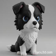 边牧 狗 犬 3D打印 可爱 Q版 手办 模型