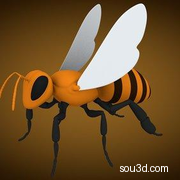 低面卡通动物家禽家畜猪牛羊狗鸡昆虫螃蟹孔雀蜗牛模型bee_base_mesh