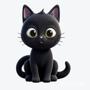 【黑猫小猫】猫 可爱猫咪 手办 摆件 可爱 Q版 3D打印 吉祥物 模型
