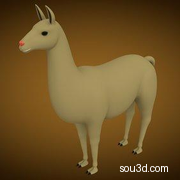 低面卡通动物家禽家畜猪牛羊狗鸡昆虫螃蟹孔雀蜗牛模型llama_base_mesh
