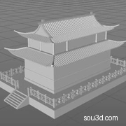 中式古建筑亭子阁楼房屋牌楼三维3D模型12