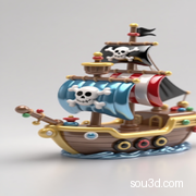 Q版&海贼船 可爱海盗船 3D打印 摆件 模型 手办
