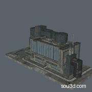 赛博朋克未来科幻机械楼房建筑房屋三维模型