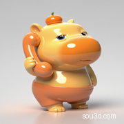 Q版卡通IP人物-打电话的水豚噜噜