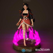 灶门祢豆子Nezuko战斗状态《鬼灭之刃》动漫角色雕刻手办3D打印模型