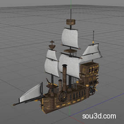 帆船轮船小船带材质贴图三维3D打印模型设计素材