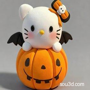 【三丽鸥&万圣kitty】万圣节 凯蒂猫 猫 IP 手办 摆件 3D打印 吉祥物 模型
