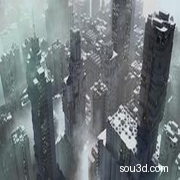 未来科幻建筑楼房城市3D模型创意场景3D模型素材A798