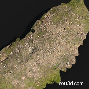 C4D FBX STL雕像卡通动物盔甲树根树干房屋地面电钻摩托车模型Rocky Surface-1