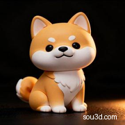 柴犬 歪头Q版可爱泡泡玛特风格3D打印手办摆件stl