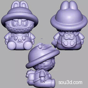 背书包拉布布三维立体图圆雕图STL文件雕刻机3D模型