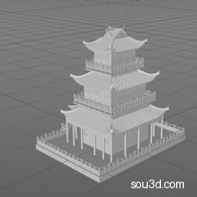 中式古建筑亭子阁楼房屋牌楼三维3D模型30