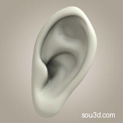 J Monster Mouth, Ear, Nose, Facial Features 3D Model Asset File Ear_1