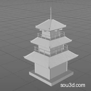 中式古建筑亭子阁楼房屋牌楼三维3D模型28