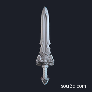 次世代魔幻游戏部落兵器刀剑战斧骷髅模型Weapon_5