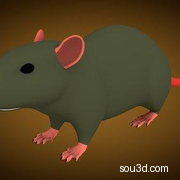 低面卡通动物家禽家畜猪牛羊狗鸡昆虫螃蟹孔雀蜗牛模型rat_base_mesh