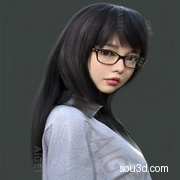 G8.1G8女性头发毛发模型设计素材dForce Nirv Strai