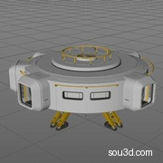 科幻太空基地探测车科幻舱实验室楼梯起重机电站油罐模型KB3D_MTM_PropLivingCentral_A_grp