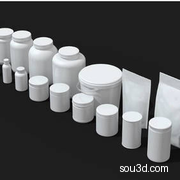 C4D FBX STL塑料盒塑料筒塑料袋包装袋管子盒子瓶子三维模型素材