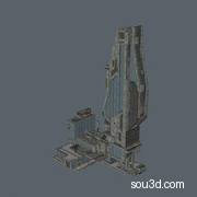 赛博朋克未来科幻机械楼房建筑房屋三维模型