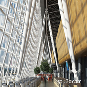 尖顶机场候机厅桌位3D模型下载