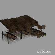 欧洲中世纪城堡房屋建筑风车水车水桶水井模型SM_WoodenPile_a7