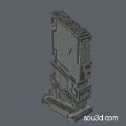 赛博朋克未来科幻机械楼房建筑房屋三维模型