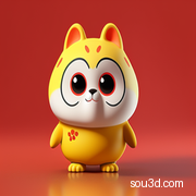 小猎豹，Q版，IP形象，盲盒潮玩，猎豹小摆件，C4D