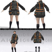 Marvelous Designer女士夹克百褶裙腰带MD衣服模型打版工程源文件