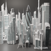 高细节摩天大楼大厦建筑物 配楼3D模型