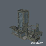 赛博朋克未来科幻机械楼房建筑房屋三维模型文件taobaodianpu_CFSC12