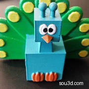 3D块动物园孔雀