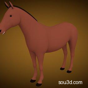 低面卡通动物家禽家畜猪牛羊狗鸡昆虫螃蟹孔雀蜗牛模型horse_base_mesh