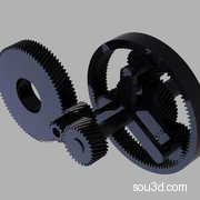齿轮组装配3D机械设计
