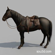 马匹骏马动物马鞍缰绳三维3D打印模型设计素材Horse_V6
