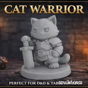 Q版战士猫 RPG 龙与地下城微缩模型