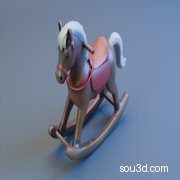 翘翘马STL打印模型，3D打印，Blender四边面低模文件，stl高模文件