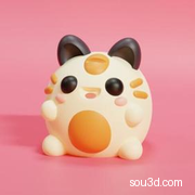 3D打印卡通小猫咪模型