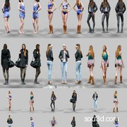 1680高精度6个女性角色人物3D模型C4D模型创意场景3D模型素材